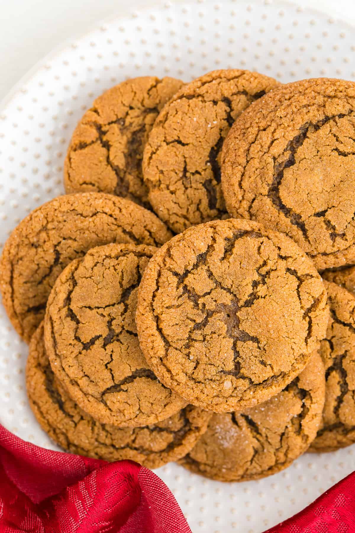 soft ginger molasses cookies on a dish